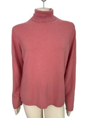TALORA 100% Cashmere Long Sleeve Turtleneck Sweater in Rose Pink SZ XL